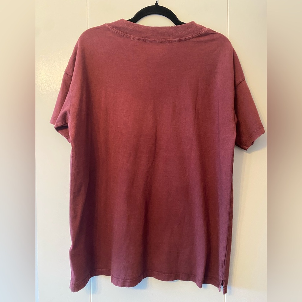 AERIE- Women's V-Neck T-Shirt in Burgundy - Picture 6 of 6